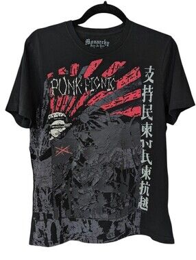Monarchy Black Graphic Cotton T-Shirt - Made in Peru Small Unisex